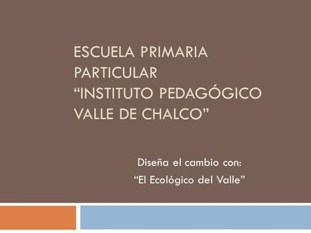 Escuela Primaria Particular “Instituto Pedagógico Valle de Chalco”