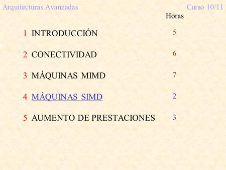 Arquitecturas Avanzadas Curso 10/11