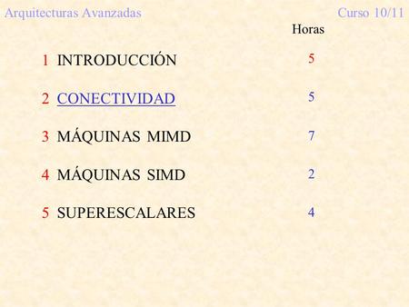 Arquitecturas Avanzadas Curso 10/11