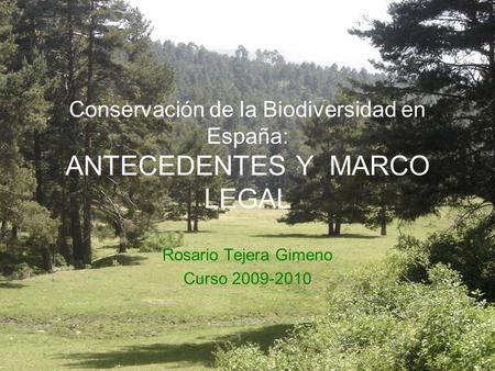 Conservación de la Biodiversidad en España: ANTECEDENTES Y MARCO LEGAL