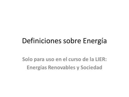 Definiciones sobre Energía