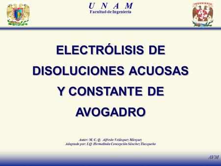 ELECTRÓLISIS DE DISOLUCIONES ACUOSAS Y CONSTANTE DE AVOGADRO