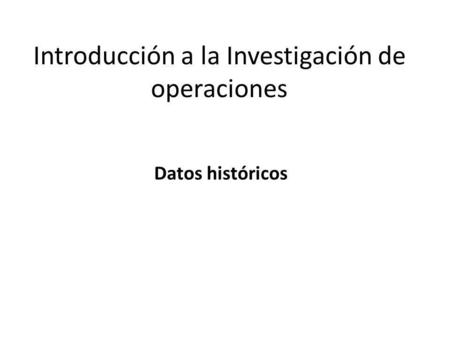 Introducción a la Investigación de operaciones