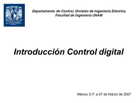 Introducción Control digital