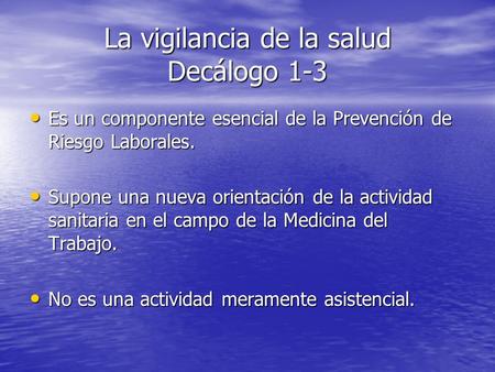 La vigilancia de la salud Decálogo 1-3