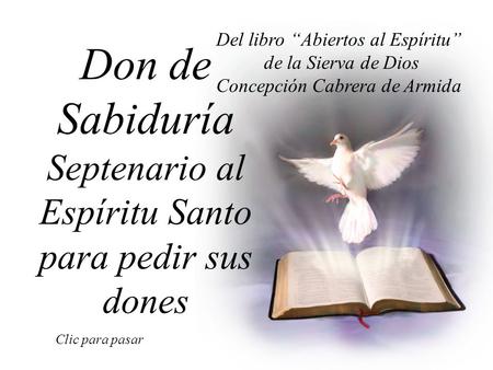 Don de Sabiduría Septenario al Espíritu Santo para pedir sus dones