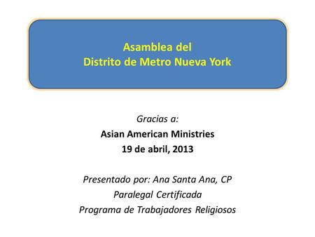 Distrito de Metro Nueva York Asian American Ministries