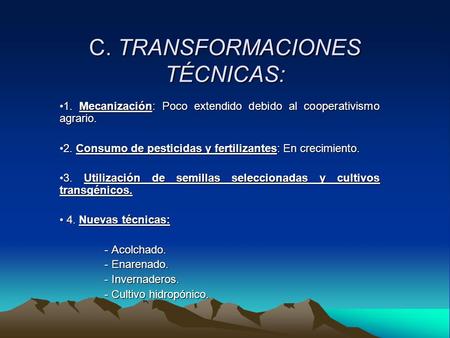 C. TRANSFORMACIONES TÉCNICAS: