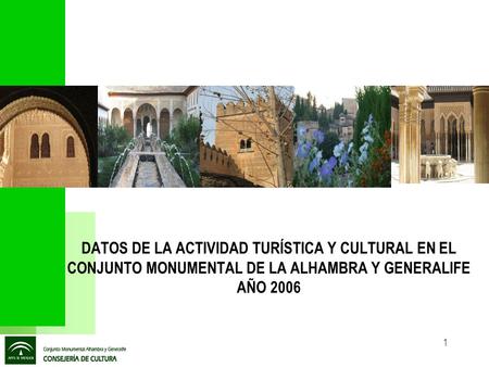 1 DATOS DE LA ACTIVIDAD TURÍSTICA Y CULTURAL EN EL CONJUNTO MONUMENTAL DE LA ALHAMBRA Y GENERALIFE AÑO 2006.