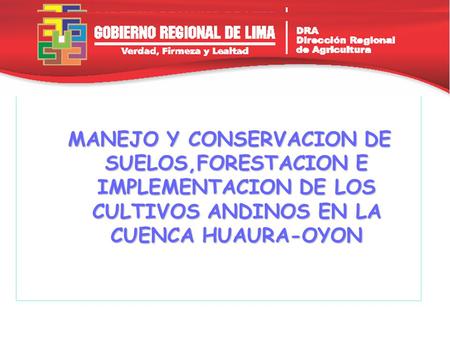 MANEJO Y CONSERVACION DE SUELOS,FORESTACION E IMPLEMENTACION DE LOS CULTIVOS ANDINOS EN LA CUENCA HUAURA-OYON.
