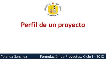 Perfil de un proyecto Definición de perfil de un proyecto.