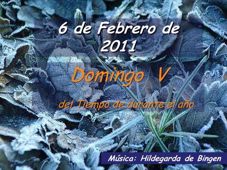 6 de Febrero de 2011 Domingo V del Tiempo de durante el año Domingo V del Tiempo de durante el año Música: Hildegarda de Bingen.