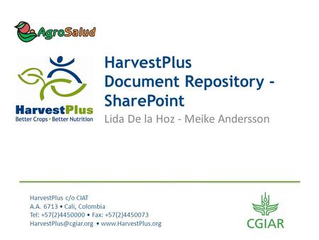 HarvestPlus Document Repository - SharePoint