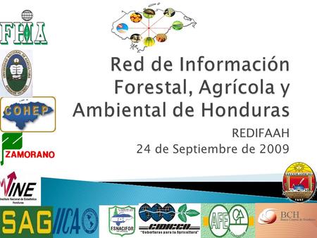 REDIFAAH 24 de Septiembre de 2009.  Bajo los auspicios de IICA y FAO se organiza en Tegucigalpa la Red Nacional de Informacion Agricola de Honduras (REDNIAH)