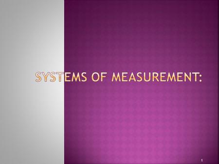 Systems of measurement: