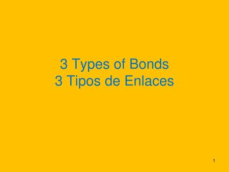 3 Types of Bonds 3 Tipos de Enlaces