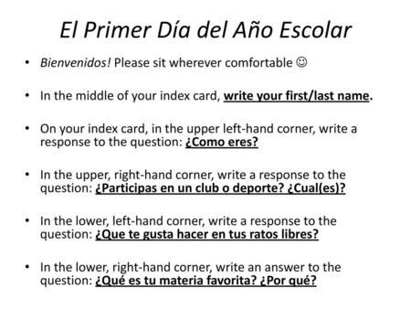 El Primer Día del Año Escolar