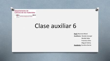 Clase auxiliar 6 Prof. Mauricio Morel Auxiliares: Nicolás Carvajal