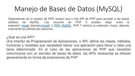 Manejo de Bases de Datos (MySQL)