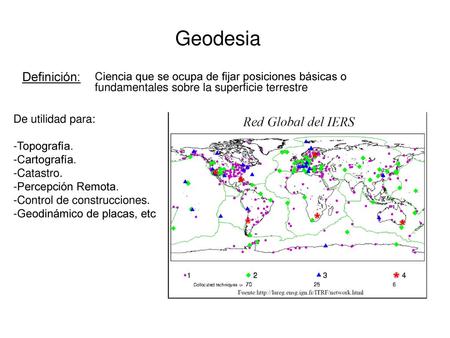 Geodesia Definición: Ciencia que se ocupa de fijar posiciones básicas o fundamentales sobre la superficie terrestre De utilidad para: -Topografía. -Cartografía.