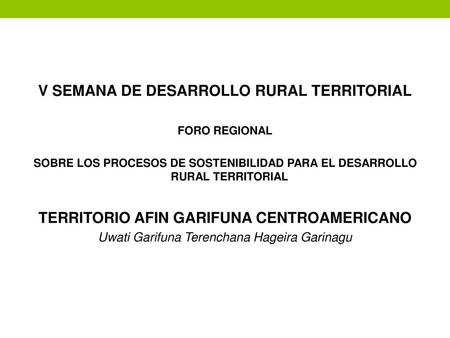 V SEMANA DE DESARROLLO RURAL TERRITORIAL