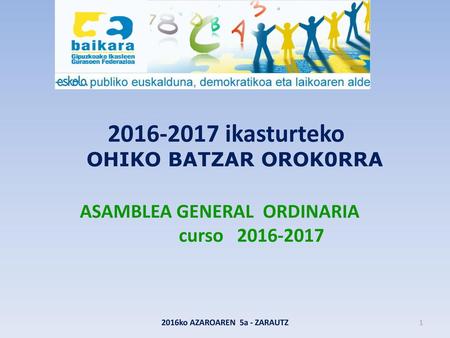 ikasturteko OHIKO BATZAR OROK0RRA