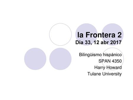 Bilingüismo hispánico SPAN 4350 Harry Howard Tulane University