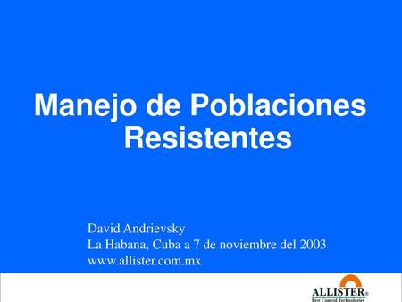 Manejo de Poblaciones Resistentes