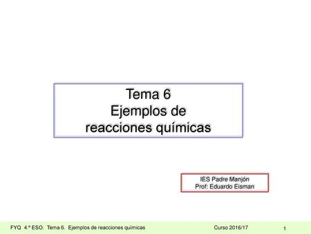 Tema 6 Ejemplos de reacciones químicas IES Padre Manjón