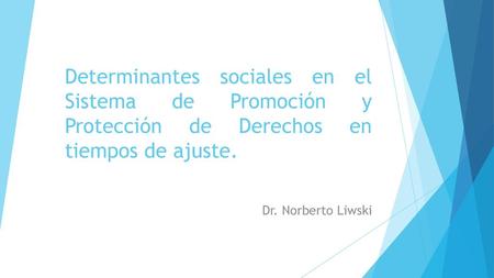 Determinantes sociales en el Sistema de Promoción y Protección de Derechos en tiempos de ajuste. Dr. Norberto Liwski.