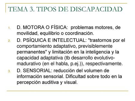 TEMA 3. TIPOS DE DISCAPACIDAD