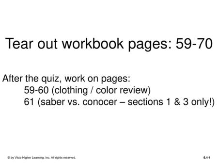 Tear out workbook pages: 59-70