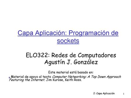 Capa Aplicación: Programación de sockets