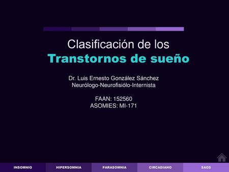 Starting Slide Clasificación de los Transtornos de sueño