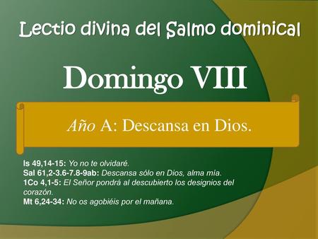Lectio divina del Salmo dominical