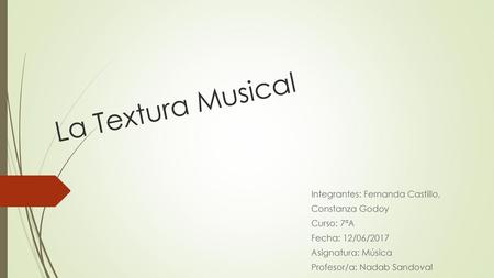 La Textura Musical Integrantes: Fernanda Castillo, Constanza Godoy