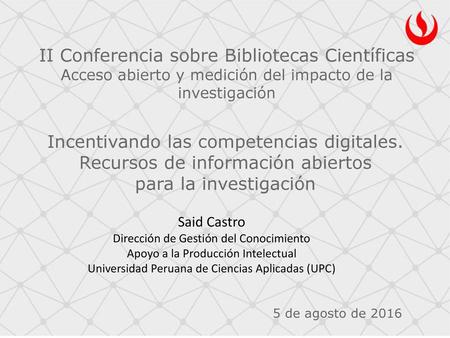 II Conferencia sobre Bibliotecas Científicas