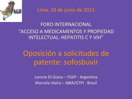 Oposición a solicitudes de patente: sofosbuvir