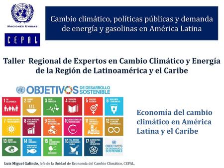 Cambio climático, políticas públicas y demanda de energía y gasolinas en América Latina Taller Regional de Expertos en Cambio Climático y Energía de la.