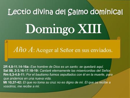 Lectio divina del Salmo dominical