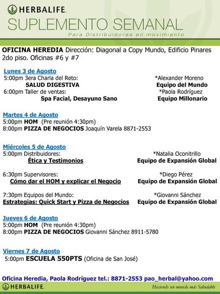 Lunes 3 de Agosto 5:00pm 3era Charla del Reto: *Alexander Moreno