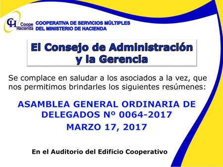 ASAMBLEA GENERAL ORDINARIA DE DELEGADOS Nº MARZO 17, 2017