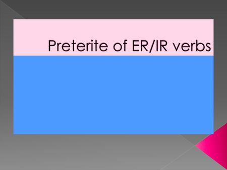 Preterite of ER/IR verbs