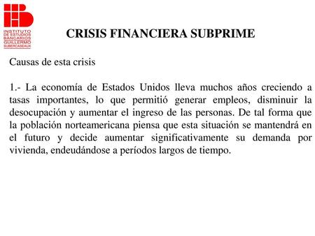 CRISIS FINANCIERA SUBPRIME