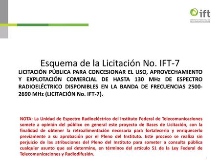 Esquema de la Licitación No. IFT-7