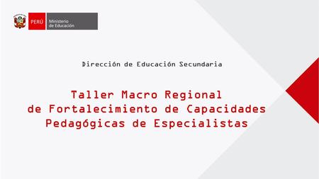 Dirección de Educación Secundaria Taller Macro Regional de Fortalecimiento de Capacidades Pedagógicas de Especialistas.