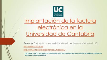 Implantación de la factura electrónica en la Universidad de Cantabria