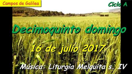 Decimoquinto domingo 16 de julio 2017 Música: Liturgia Melquita s. IV