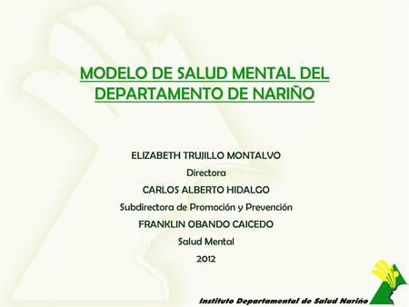 MODELO DE SALUD MENTAL DEL DEPARTAMENTO DE NARIÑO