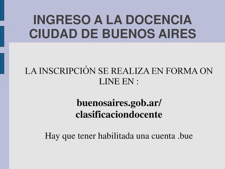 INGRESO A LA DOCENCIA CIUDAD DE BUENOS AIRES